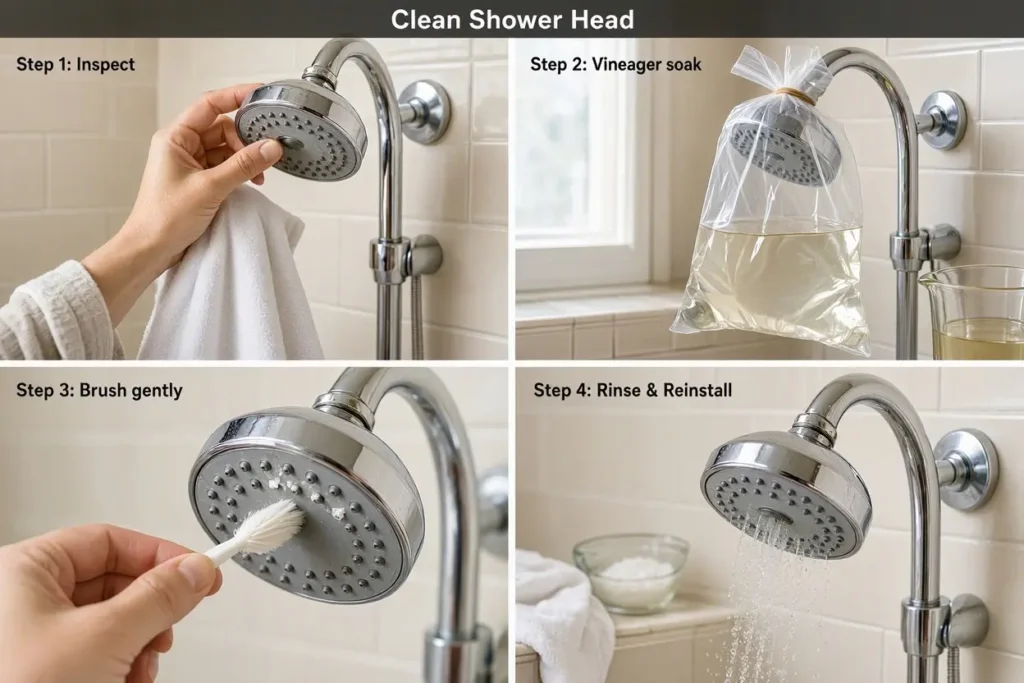 How to Clean a Shower Head with Vinegar (Step-by-Step, No Damage)